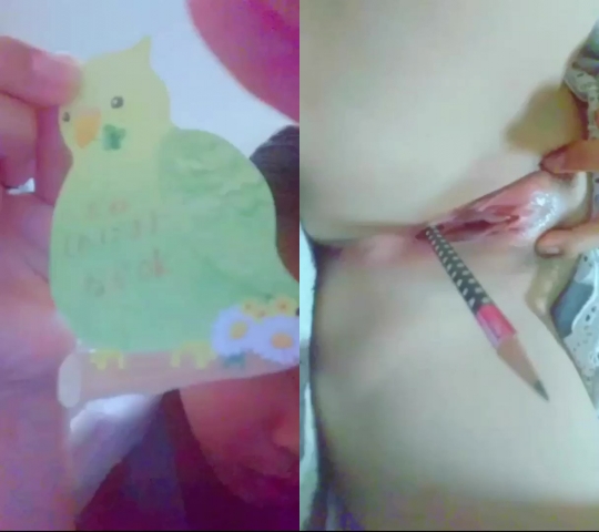 ❤Ｂカップちゃんのアソコからエンピツが！❤