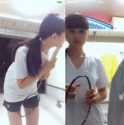 バドミントン中のブラチラ、透けブラです。